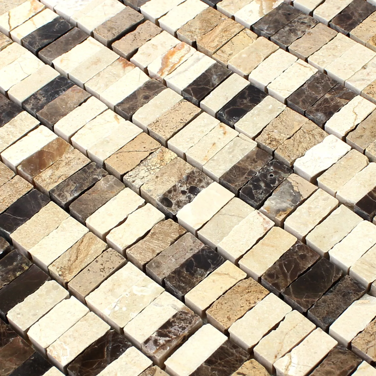 Sample Mosaic Tiles Zoltan Beige Crema Emperador Sticks