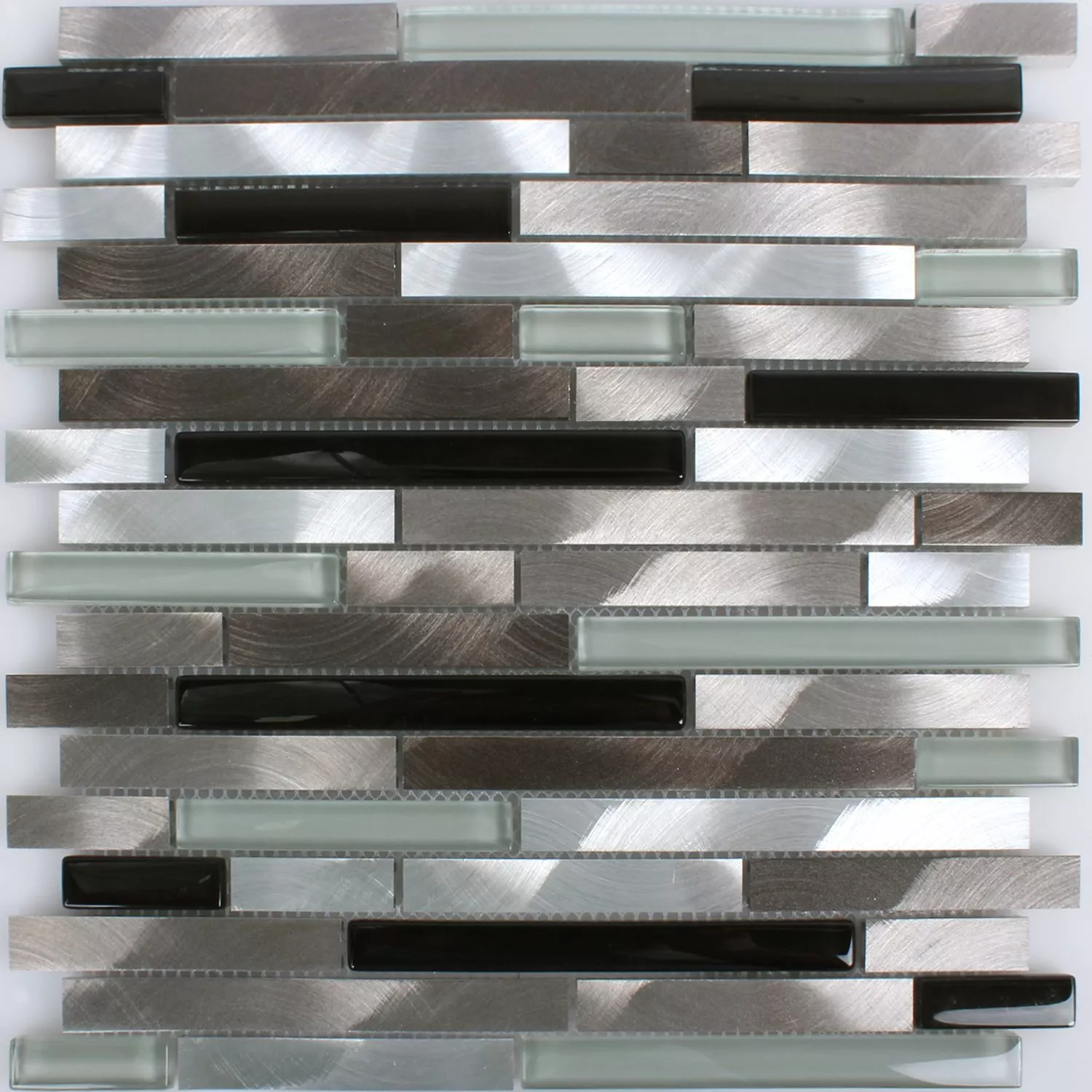 Mosaic Tiles Aluminium Glass Brown Black White Silver
