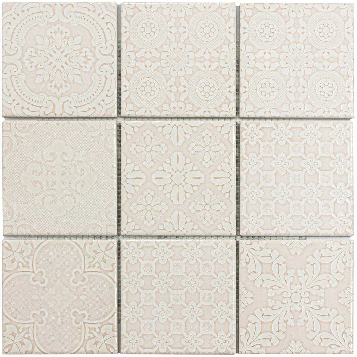 Ceramic Mosaic Tiles Rivabella Relief Pink