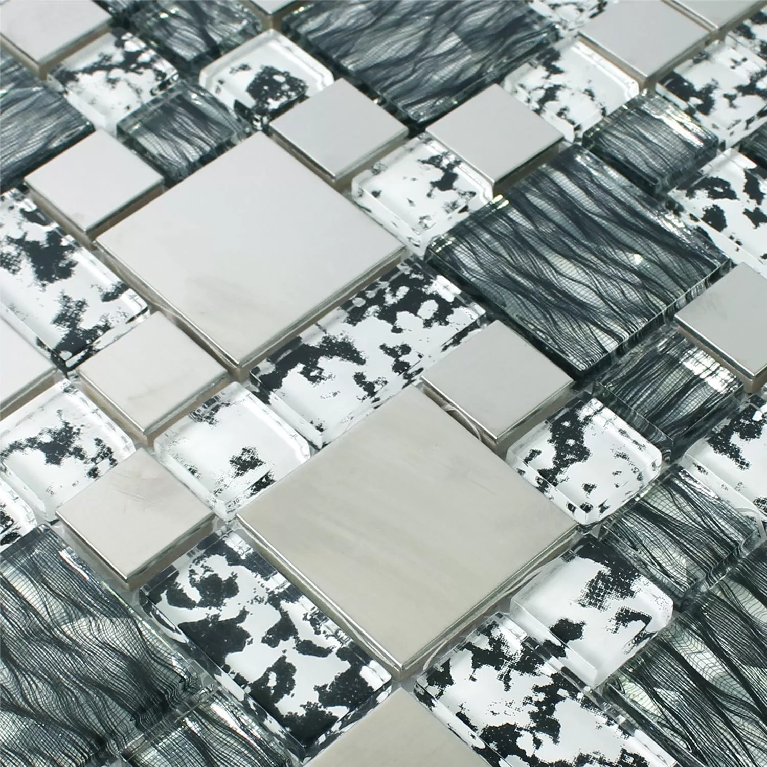 Sample Glass Stainless Steel Mosaic Rio Black Silver White