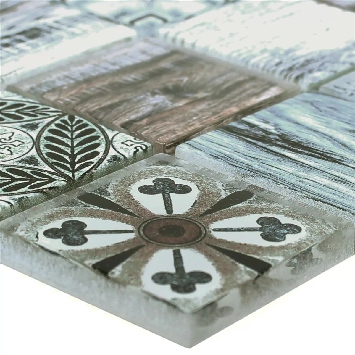 Glass Mosaic Tiles Wood Optic Makarska Blue Glass Mosaic Tiles Wood Optic Makarska Blue