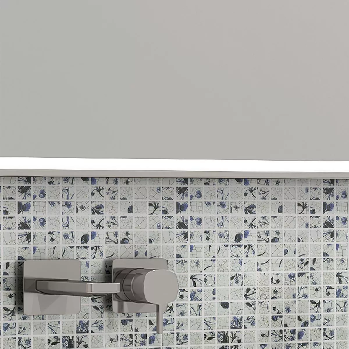 Sample Ceramic Mosaic Tiles Isabella White Blue