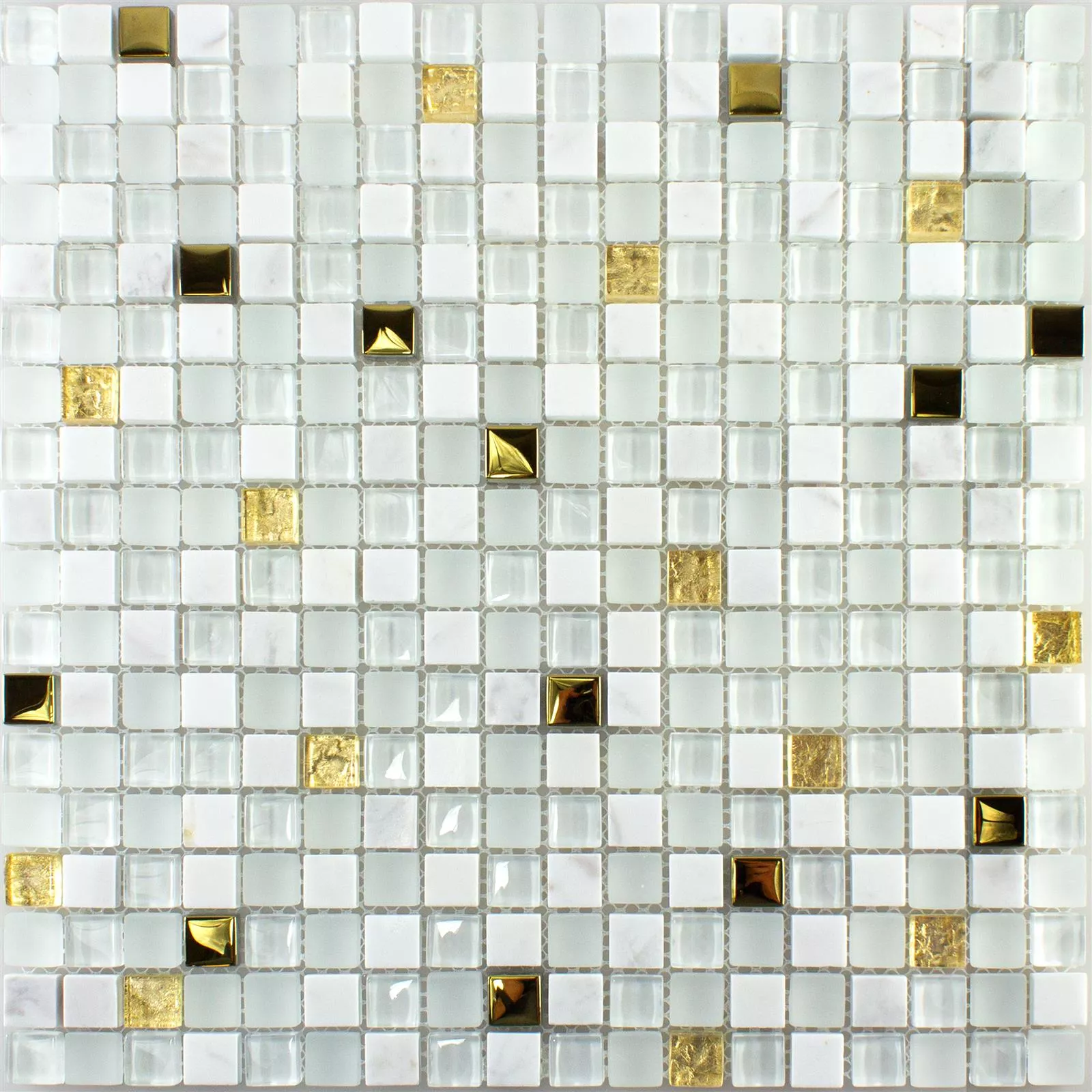 Sample Glass Natural Stone Mosaic Tile Maryot White Gold