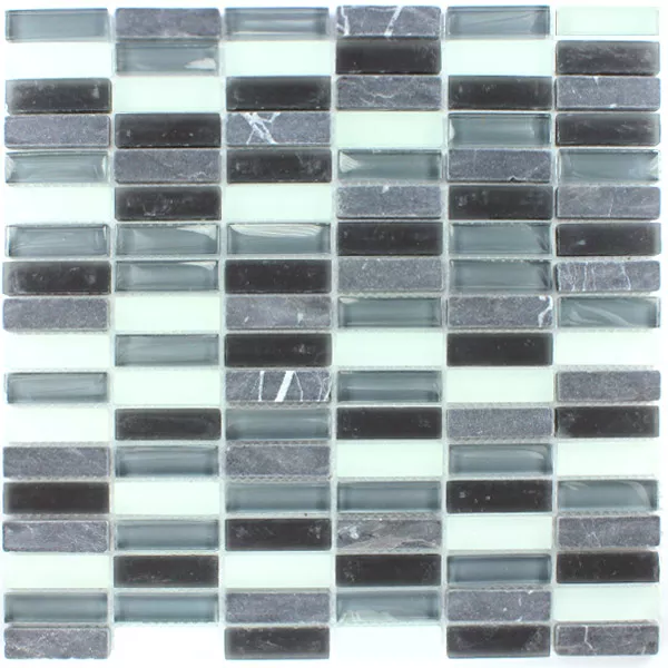 Sample Mosaic Tiles Glass Marble Sticks Grey Mix Elenor