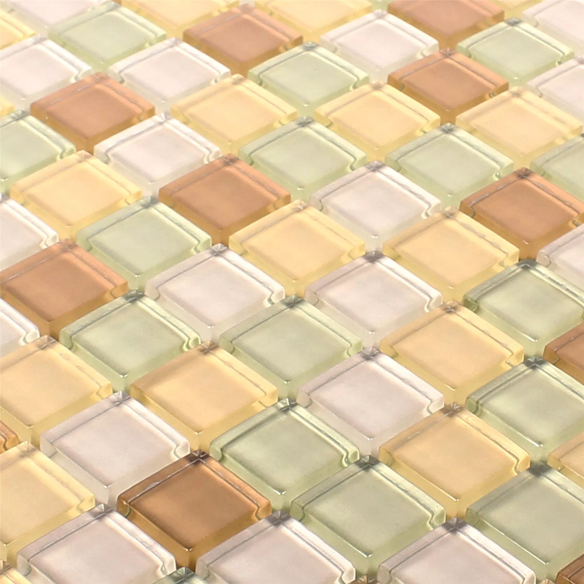 Mosaic Tiles Glass 23x23x8mm Beige Mix