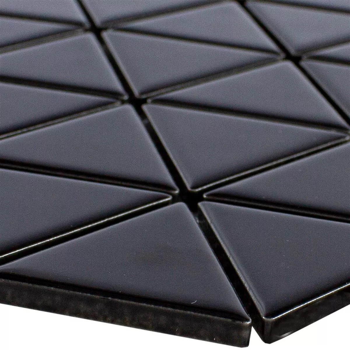 Sample Ceramic Mosaic Tiles Arvada Triangle Black Glossy