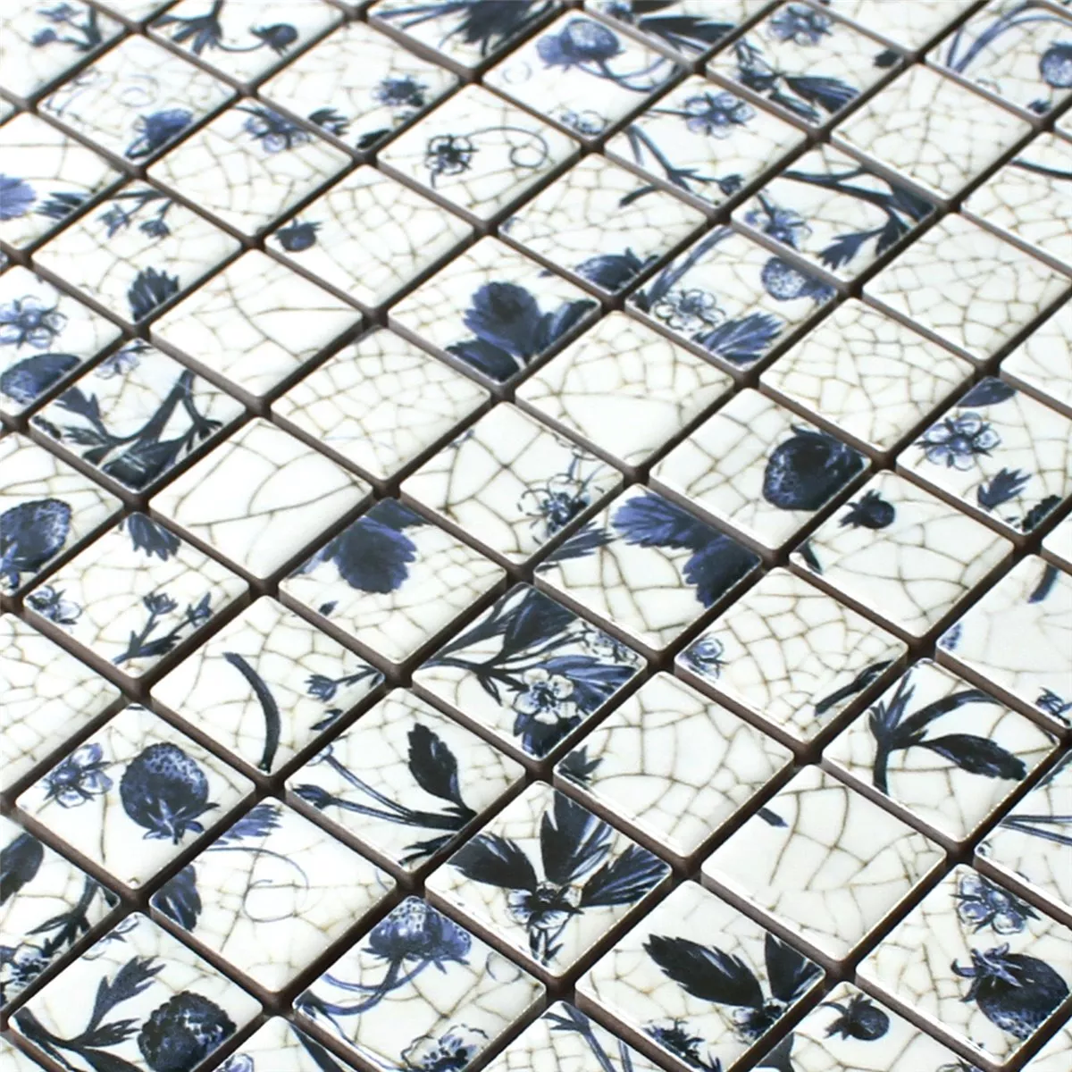 Sample Mosaic Tiles Ceramic Strawberry White Blue