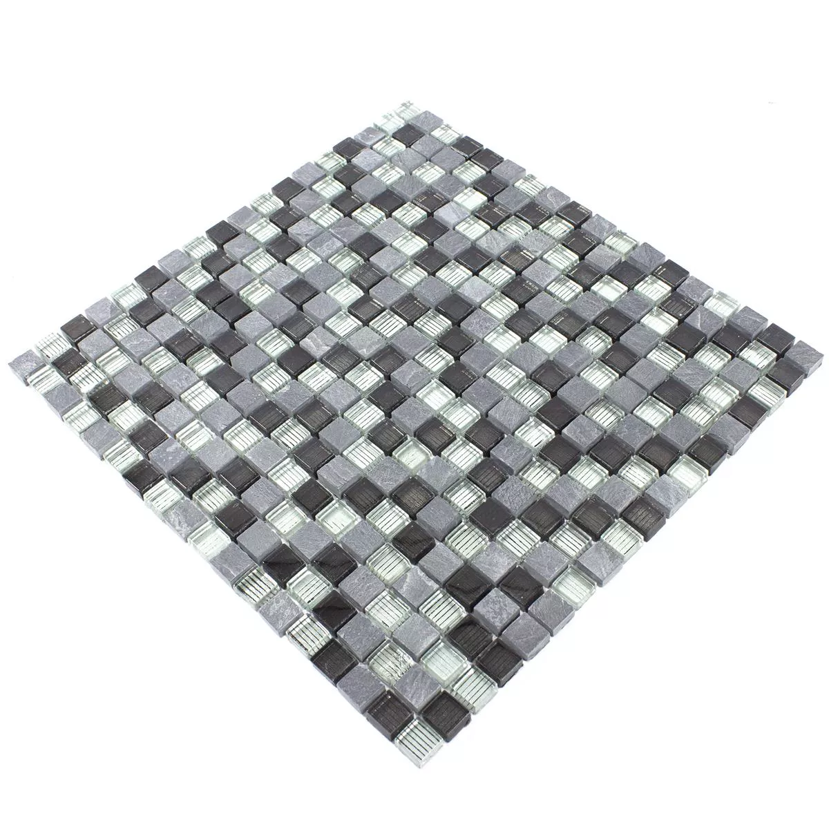 Sample Mosaic Tiles Glass Natural Stone Lincoln Grey Silver