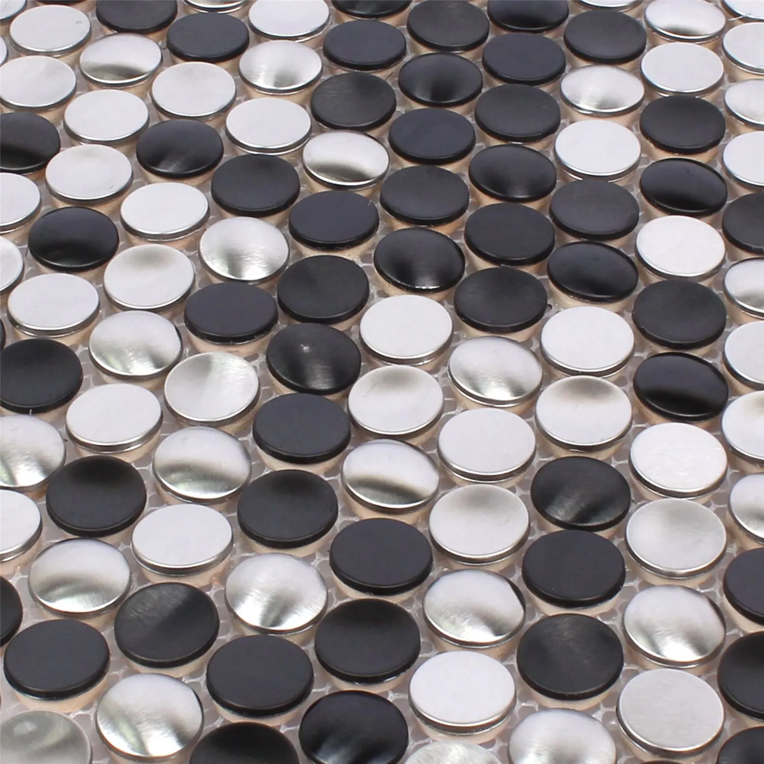 Mosaic Tiles Stainless Steel Celeus Black Silver Waved