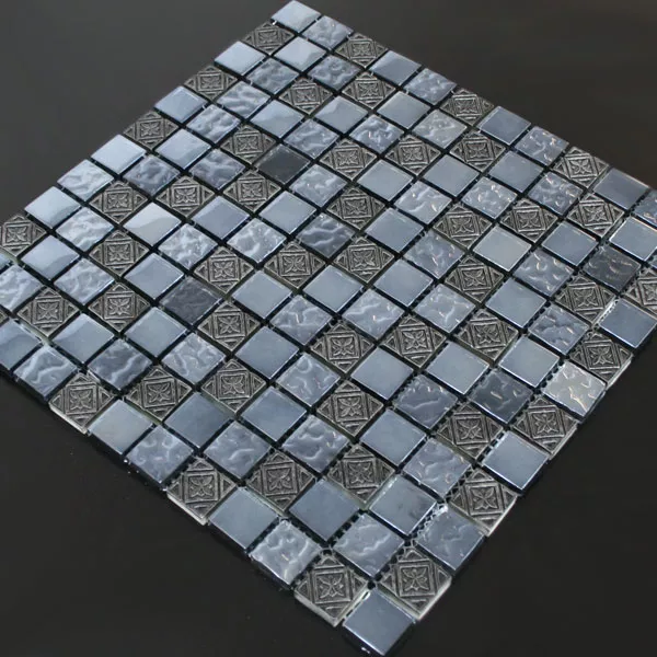 Sample Glass Marble Effect Mosaic Tiles Silver Sail