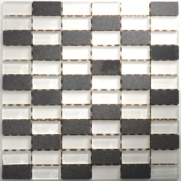 Sample Mosaic Tiles Glass Marble  White Mix