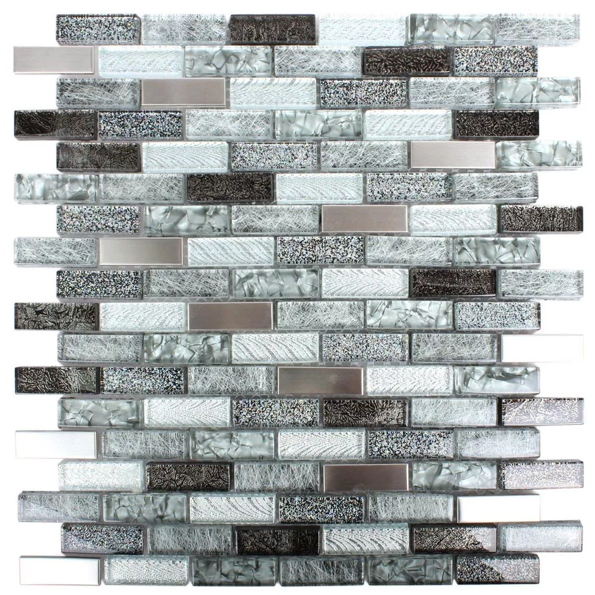 Mosaic Tiles Felicitas Silver Grey Black