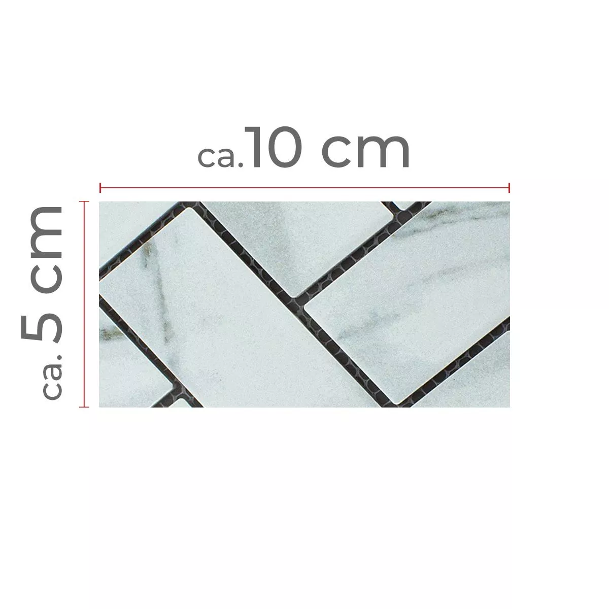 Sample Ceramic Mosaic Tiles Fernley Fish Bone Carrara Stone Optic Carrara