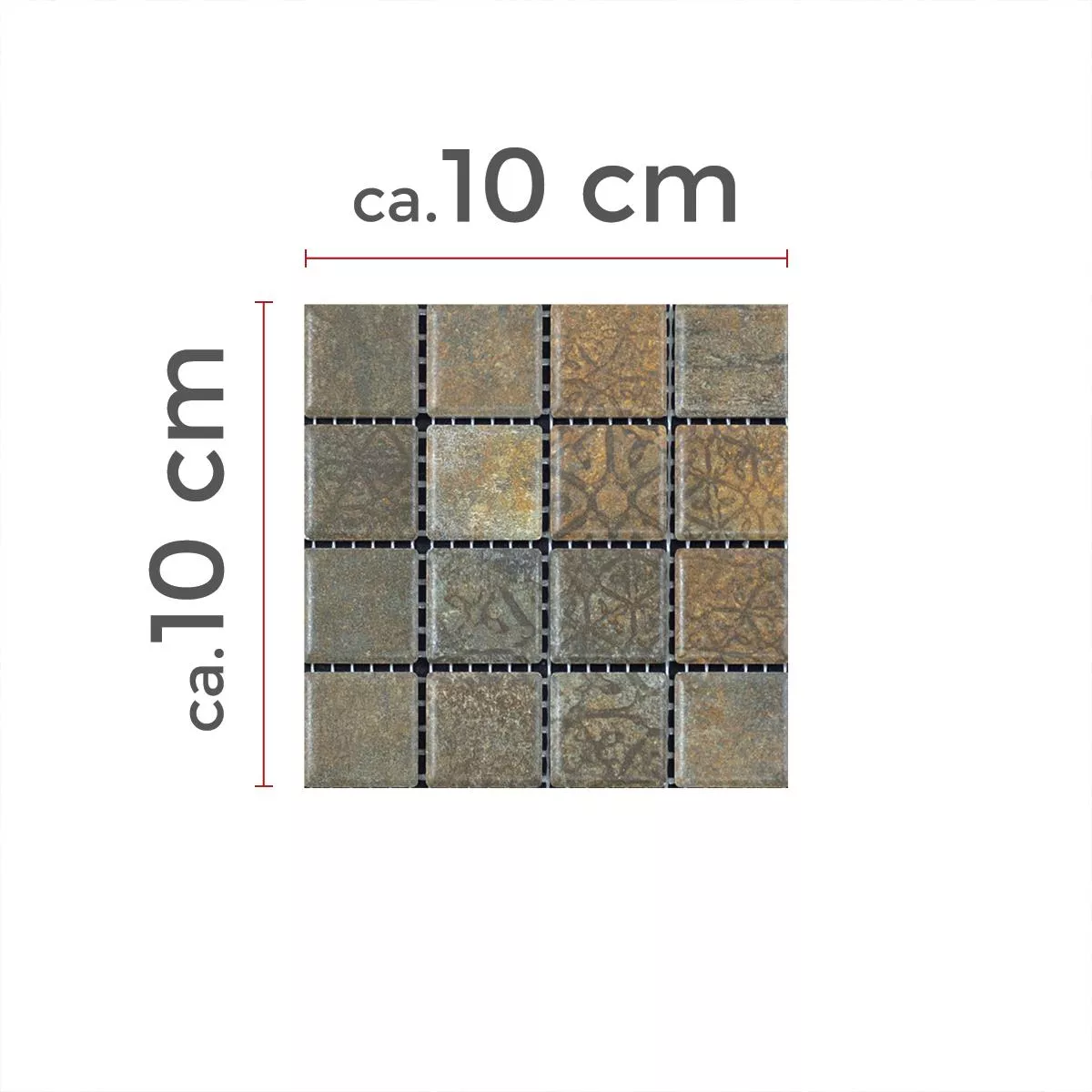 Sample Ceramic Mosaic Tiles Lusco Metal Optic Rust Brown