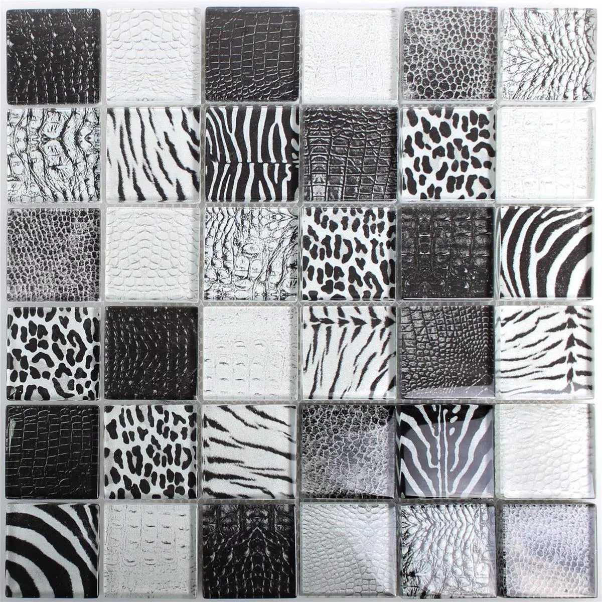 Sample Glass Mosaic Tiles Safari Black
