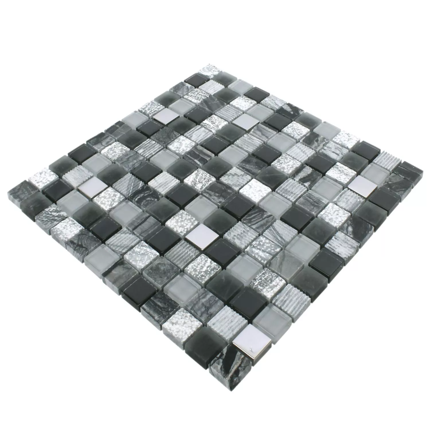 Sample Mosaic Tiles Venzona Black Silver 