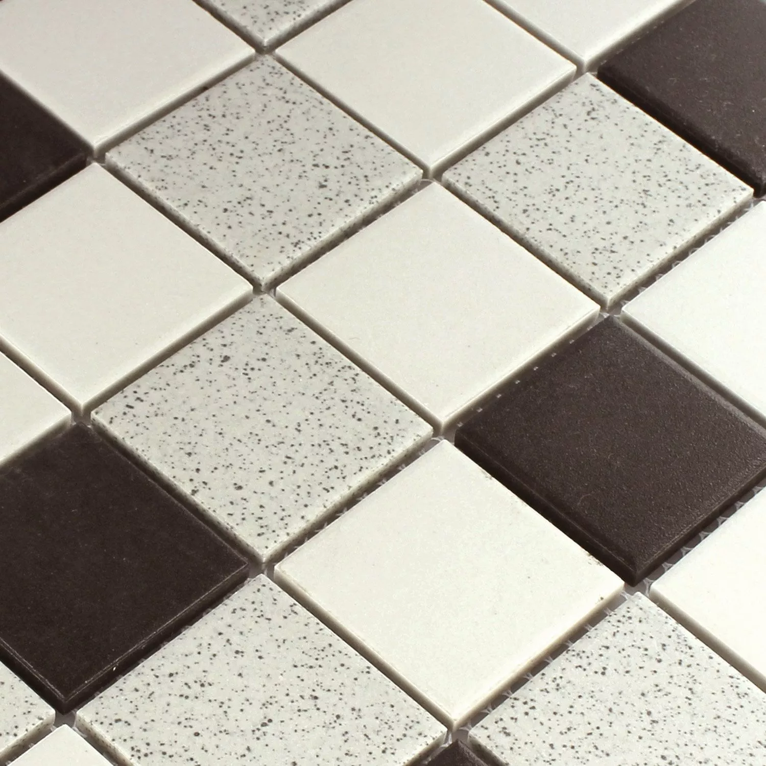 Sample Mosaic Tiles Ceramic Black Grey Mix Mat