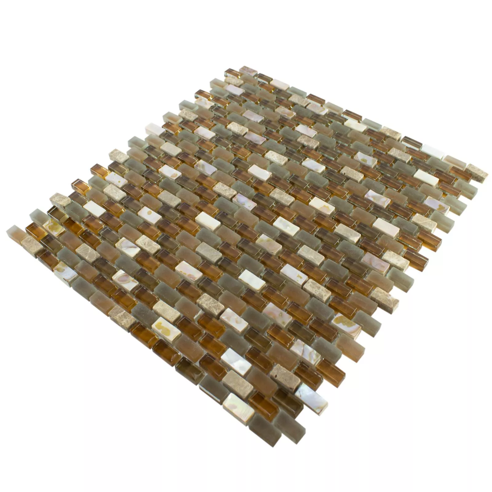 Sample Glass Natural Stone Nacre Mosaic Tile Admiral Brown