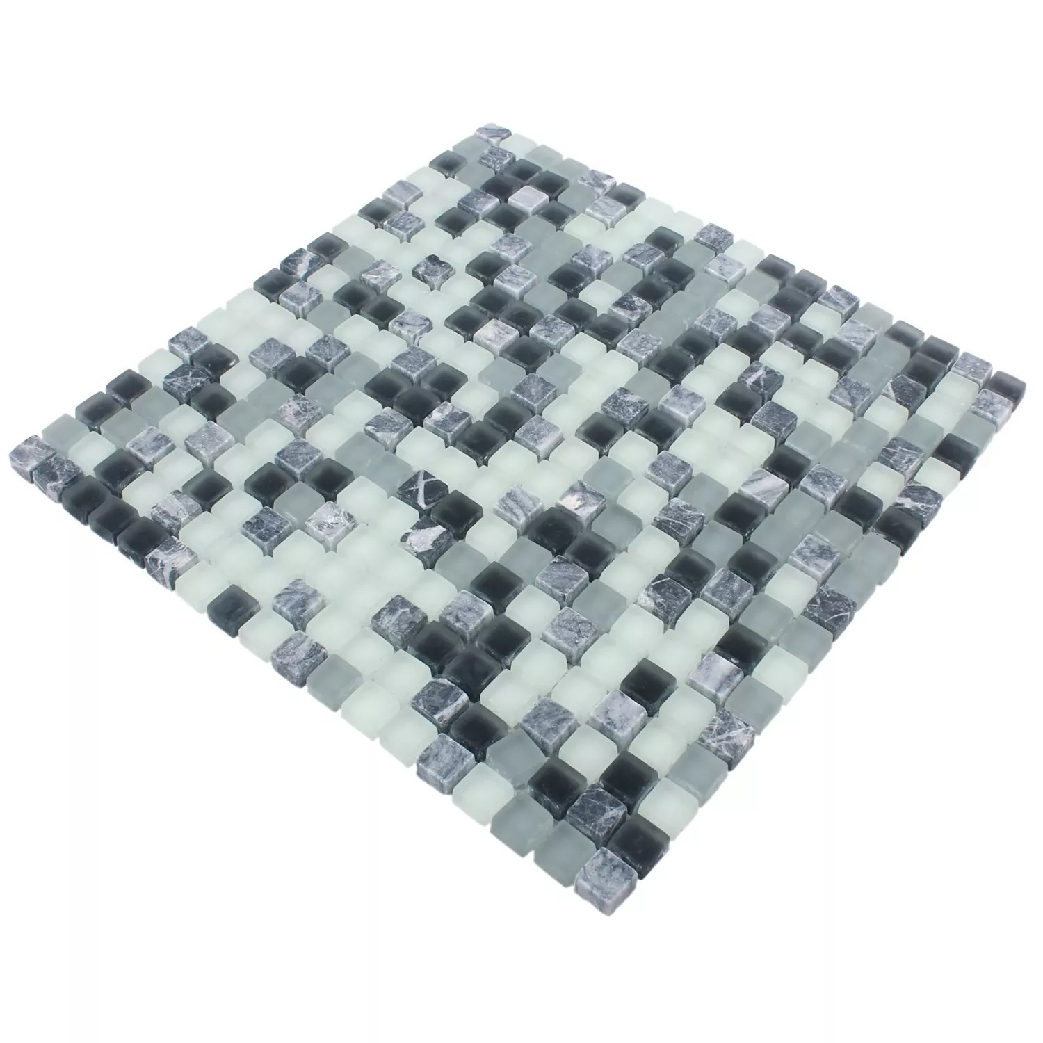 Sample Mosaic Tiles Marilia Black Grey White