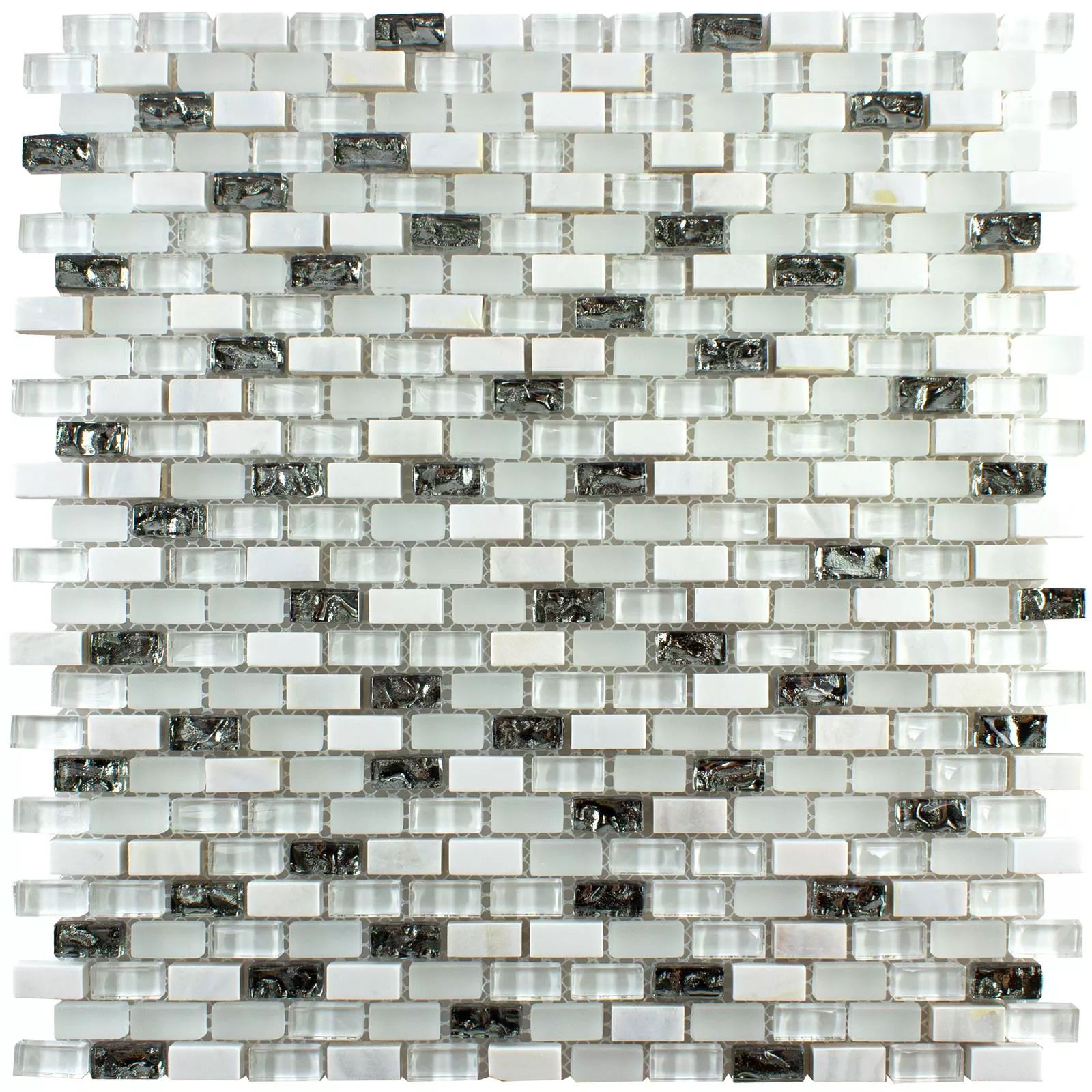 Glass Natural Stone Nacre Mosaic Admiral Blanc Silver