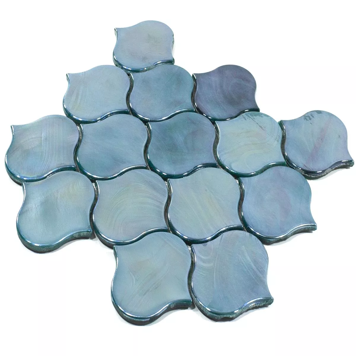 URBN Conteporary Ixed Green Iridescent Glass Osaic Tile With Staggered Design For Indoor And