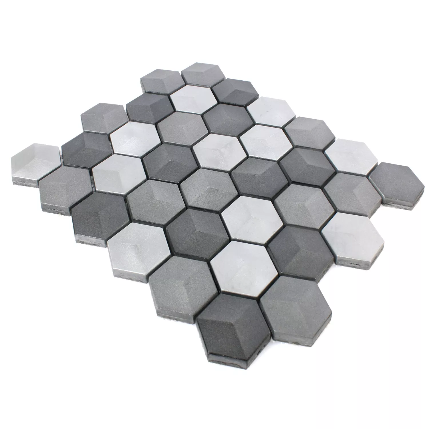 Sample Mosaic Tiles Hexagon Kandilo Black Silver