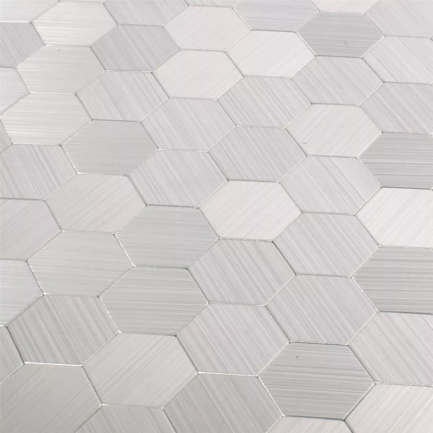 Sample Mosaic Tiles Metal Self Adhesive Mikros Silver Hexagon