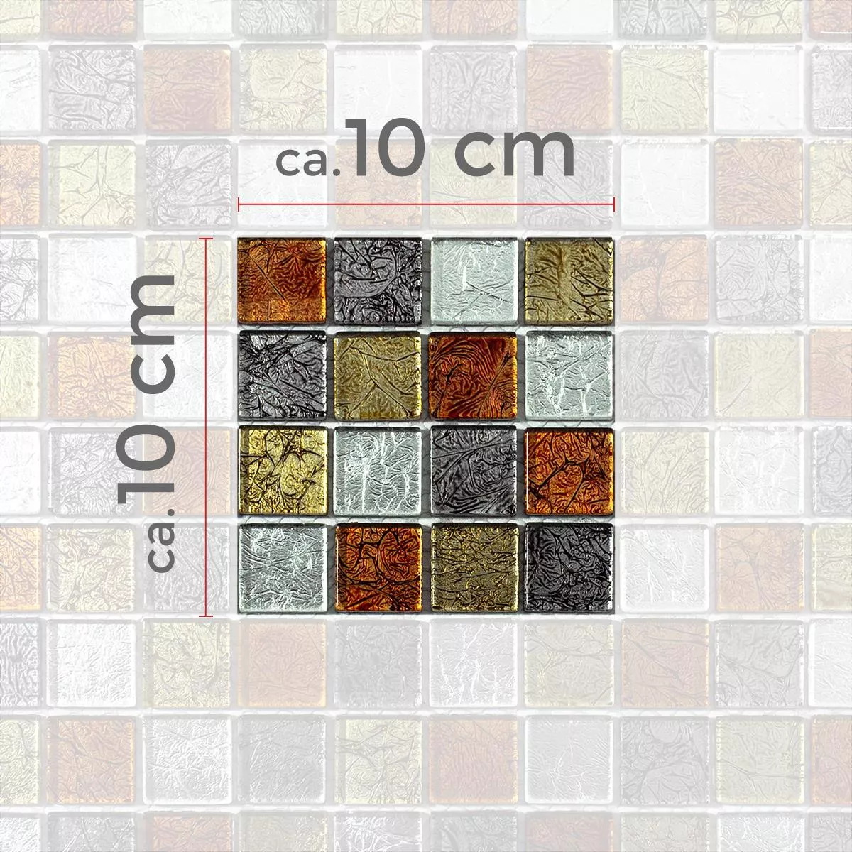 Sample Mosaic Tiles Glass Bonnie Crystal Structure Gold Silver Red