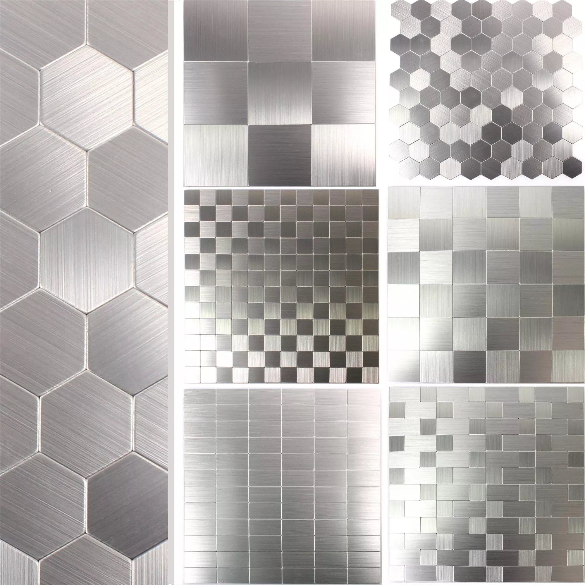 Mosaic Tiles Metal Self Adhesive Mikros Silver