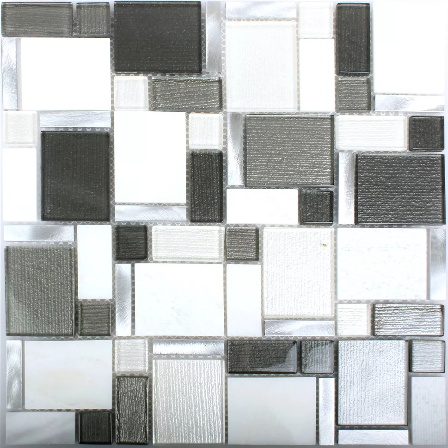 Mosaic Tiles Material Mix Echo White Grey