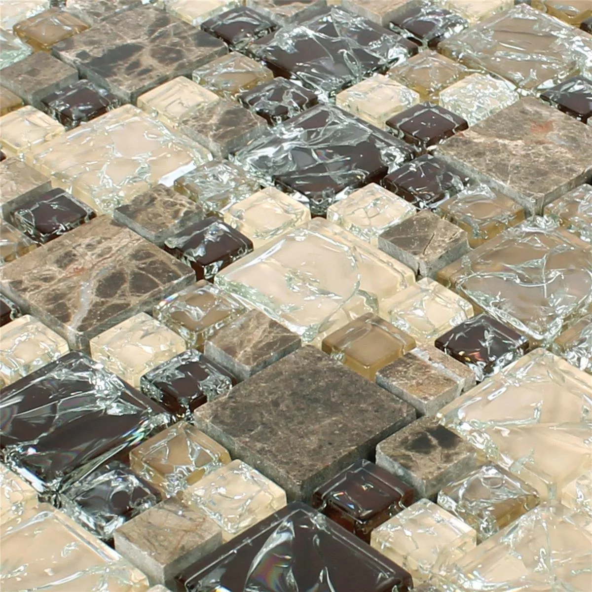 Mosaic Tiles Glass Natural Stone Malawi Dark Emperador 2 Mix