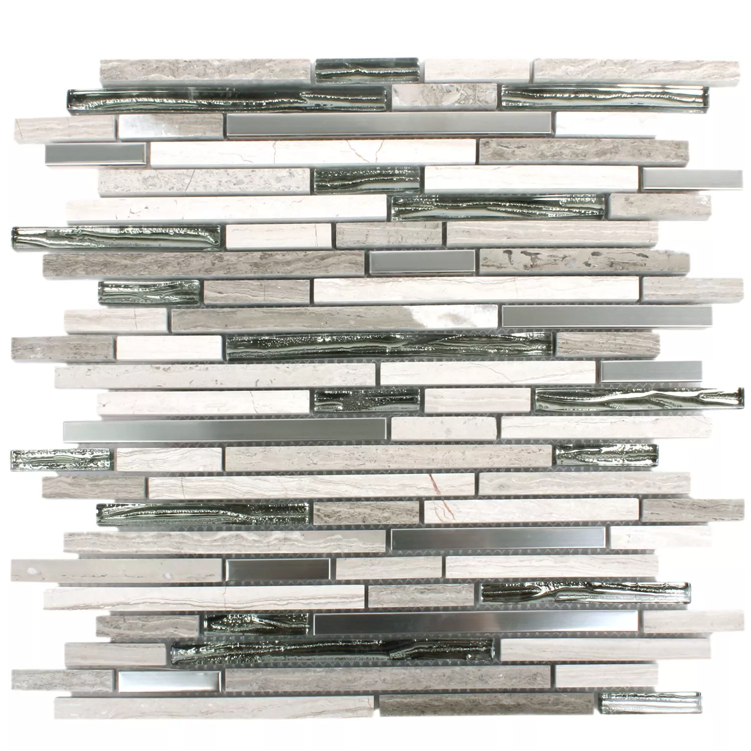 Mosaic Tiles Elektra Glass Stone Steel Mix Grey