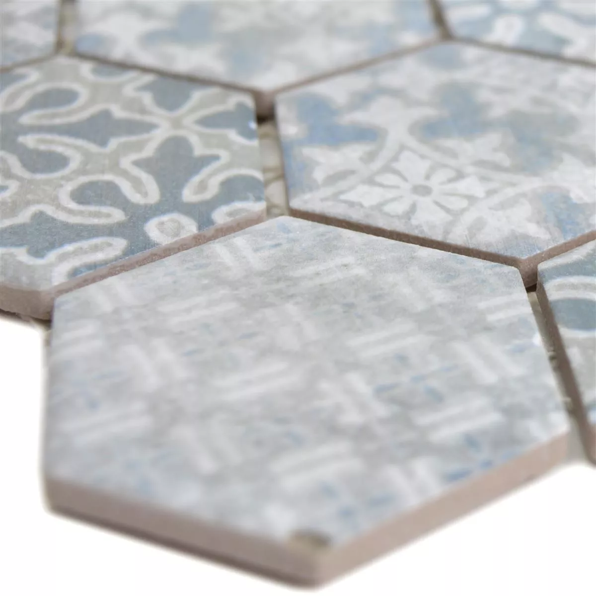 Ceramic Mosaic Retro Tiles Lawinia Hexagon Blue