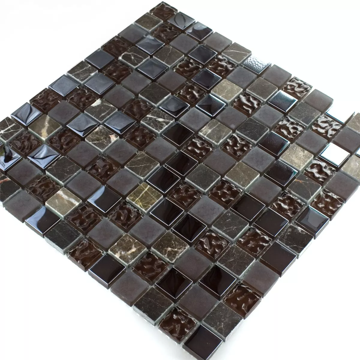 Sample Mosaic Tiles Glass Marble Mix Sintra Brown 