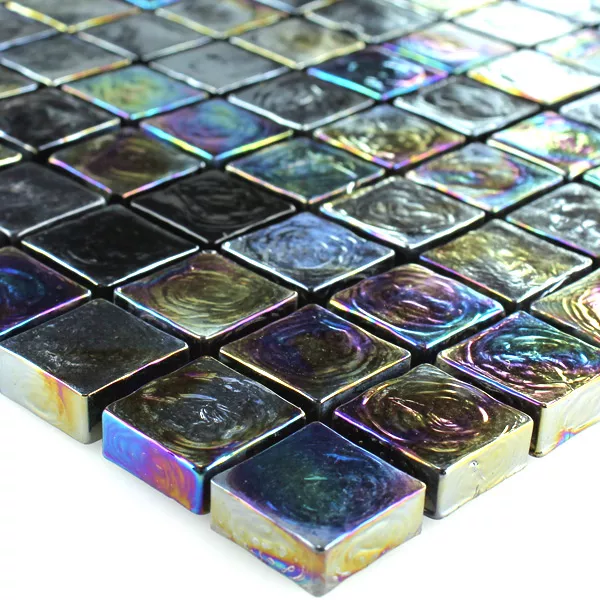 Sample Mosaic Tiles Glass Effect Petrol Black