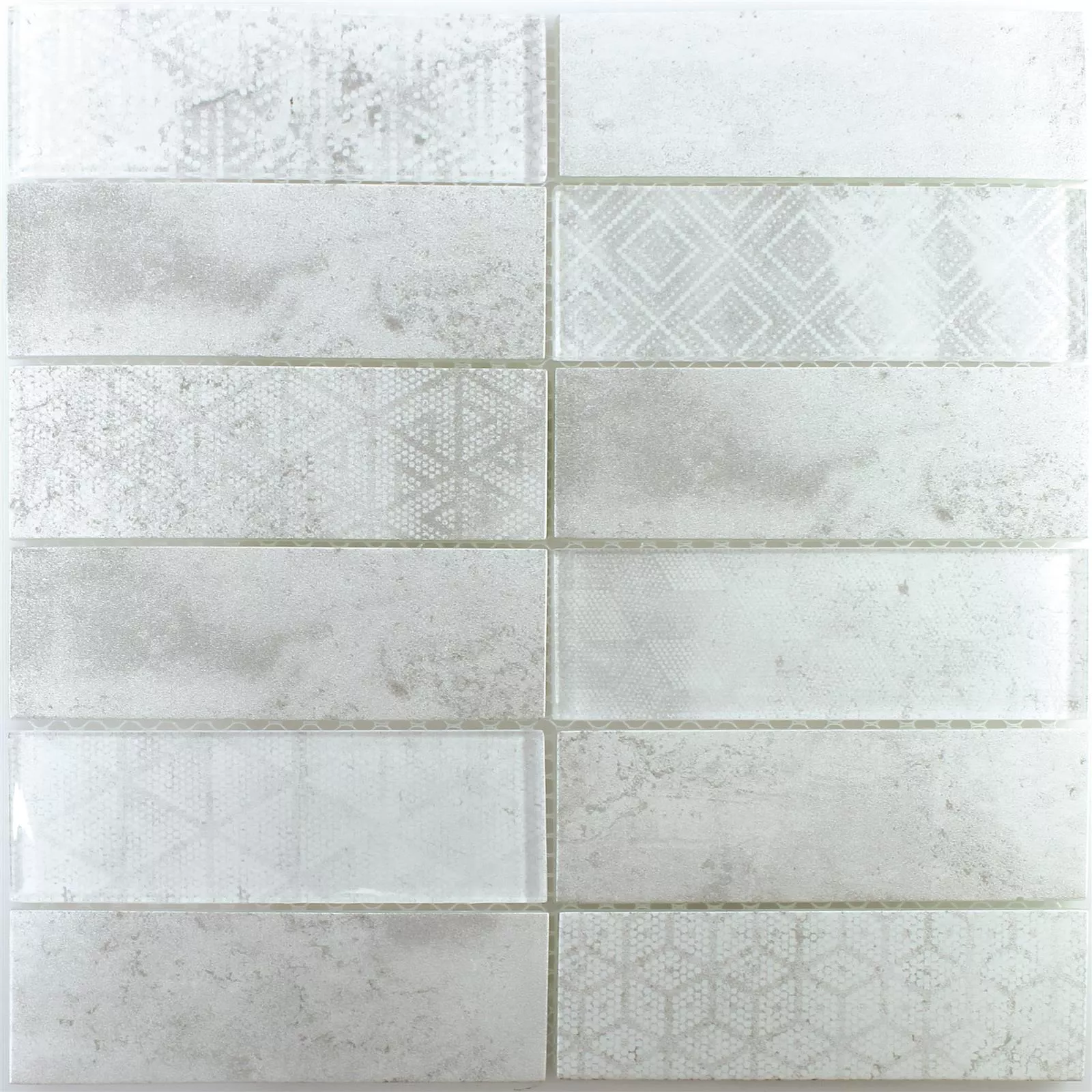 Glass Mosaic Tiles Patras Grey White