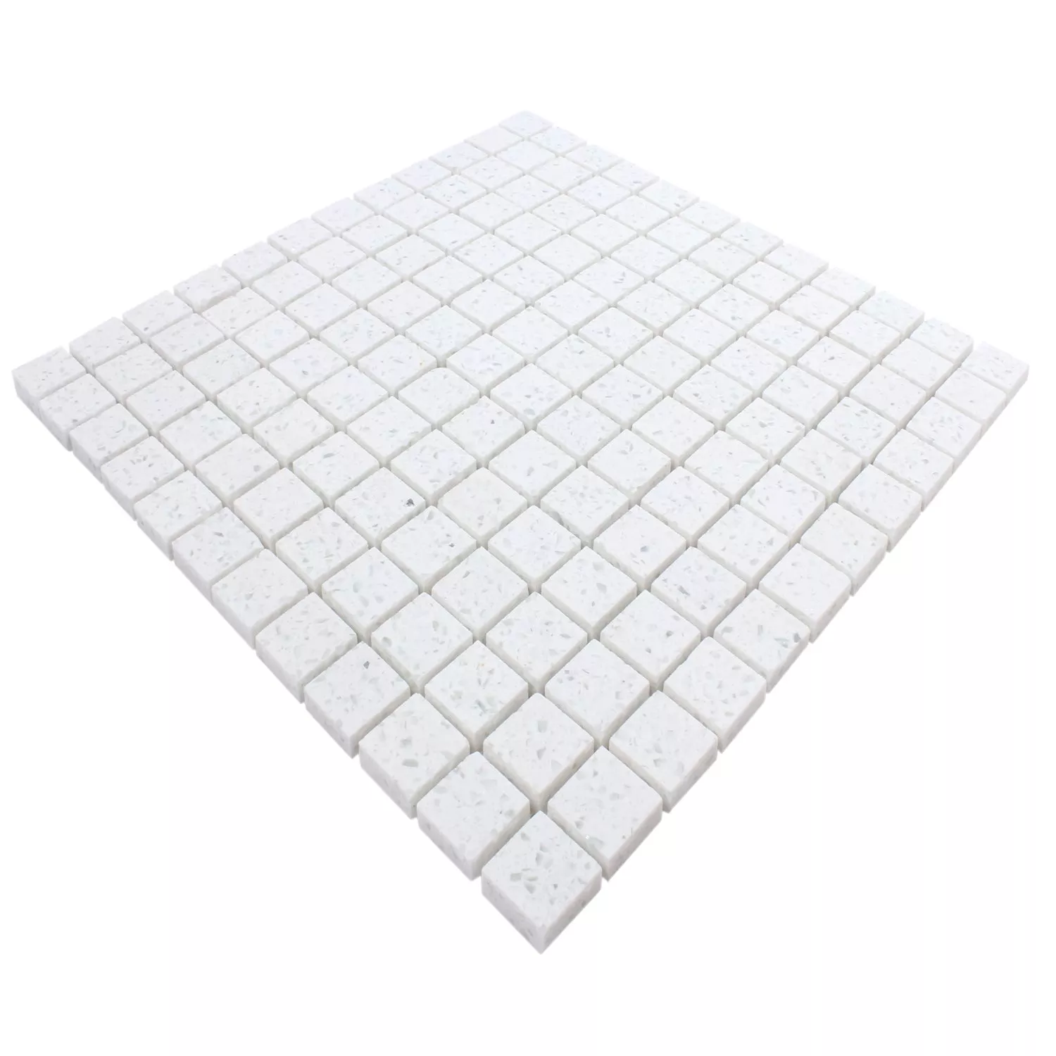 Sample Mosaic Tiles Quartz Resin White 