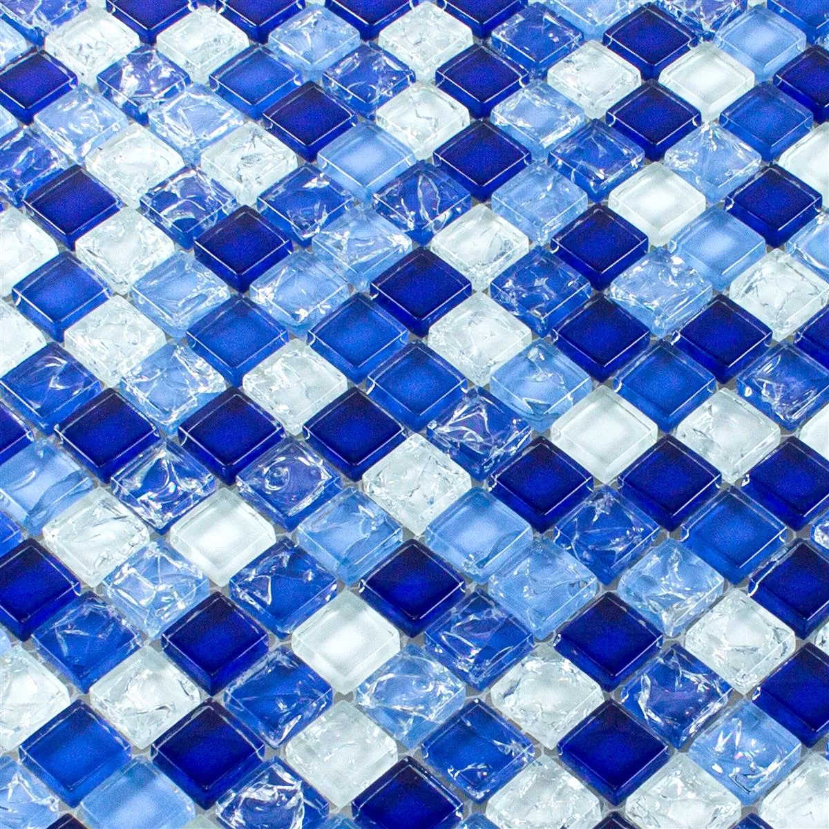 Sample Glass Mosaic Tiles Overland Blue Blanc