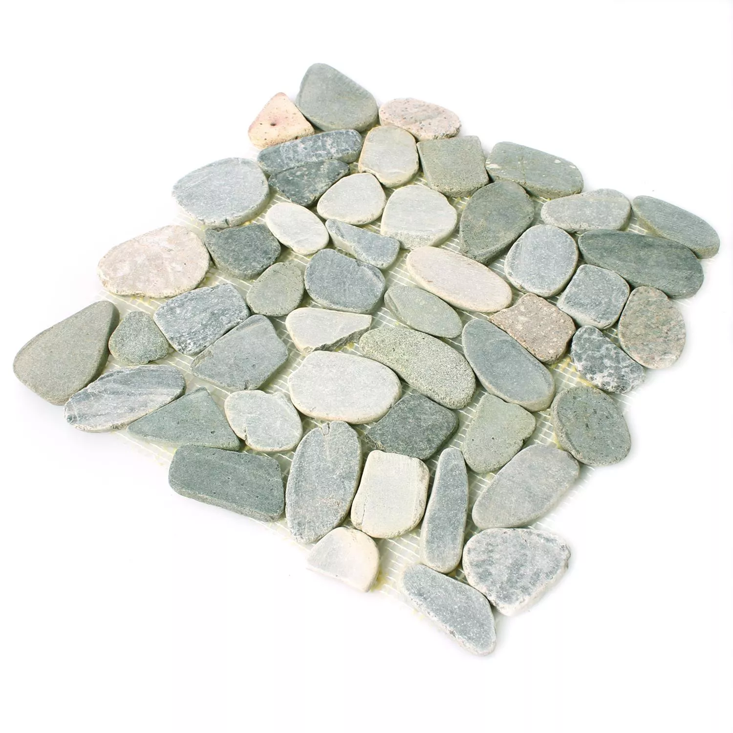 Sample Mosaic Tiles River Pebbles Cut Grey Beige White