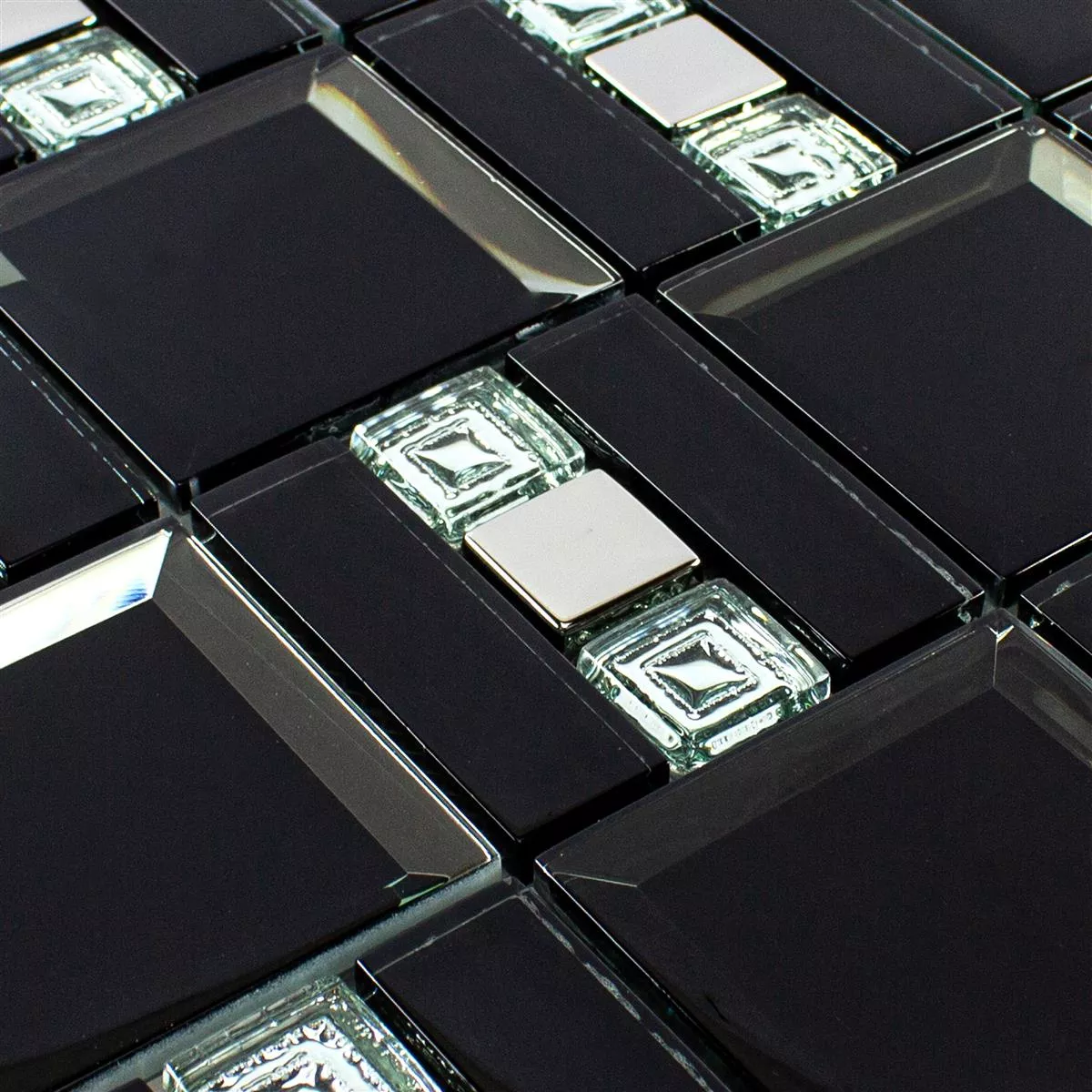 Sample Glass Mosaic Tiles Magical Black Silver