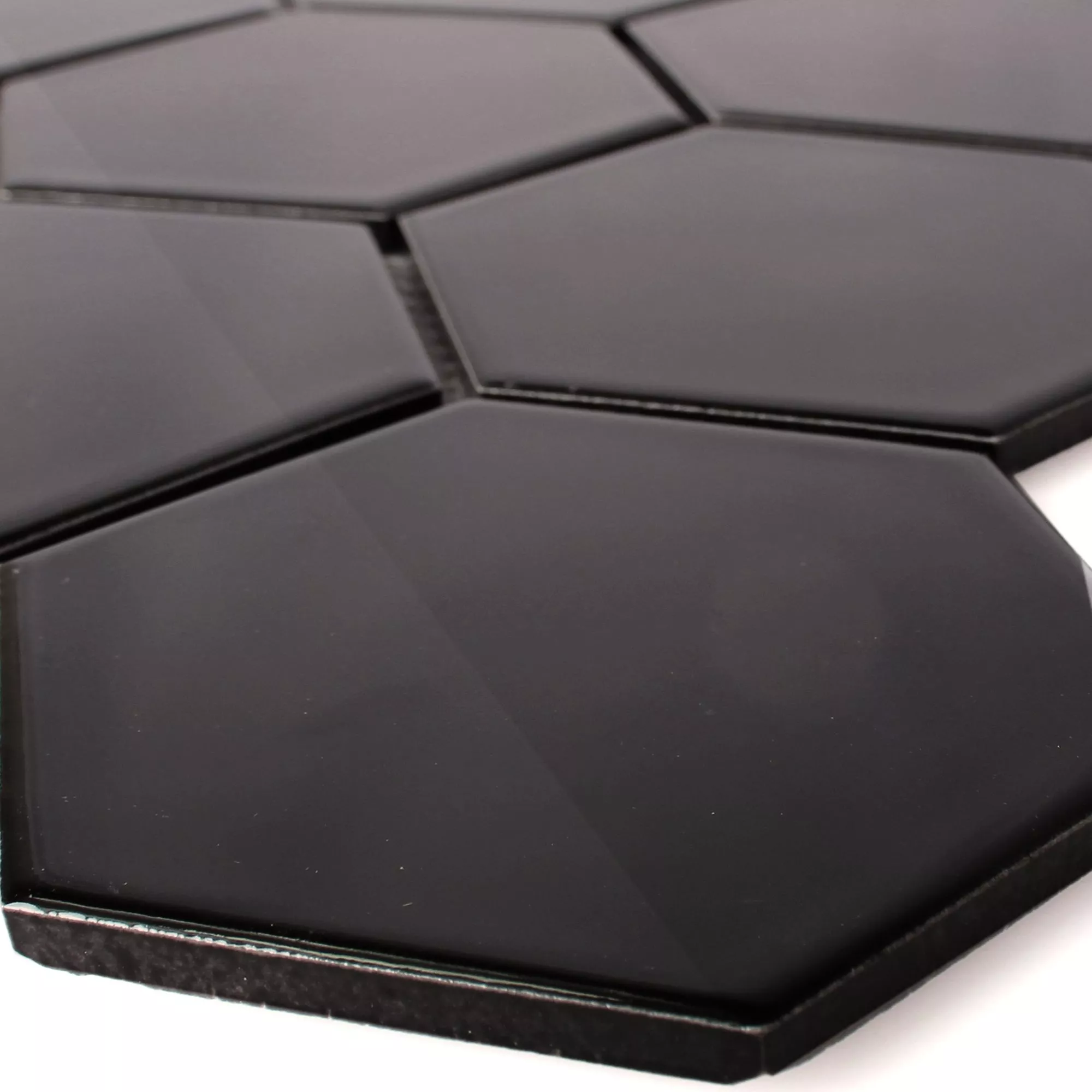 Ceramic Mosaic Tiles Hexagon Salamanca Black Glossy H95