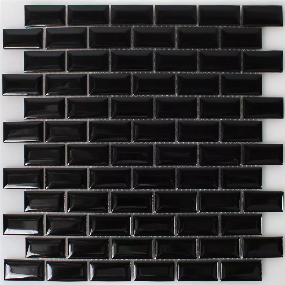 Sample Mosaic Tiles Ceramic Metro Facet Black Glossy