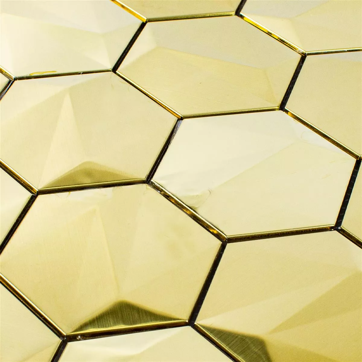 Sample Stainless Steel Mosaic Tiles Durango Hexagon 3D Gold