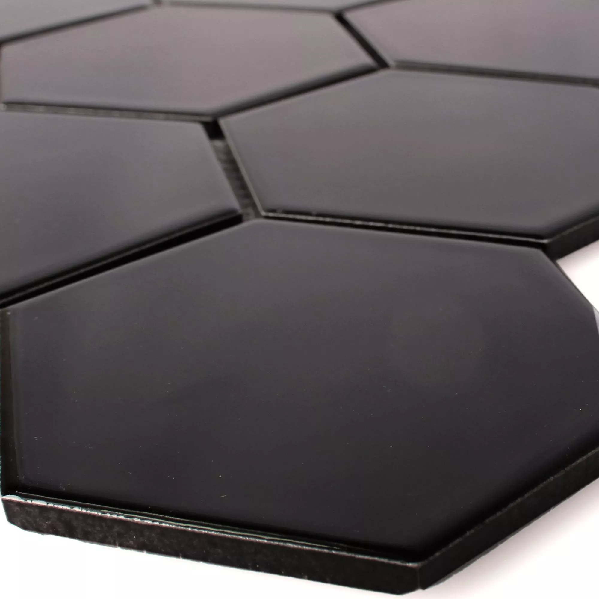 Ceramic Mosaic Tiles Hexagon Salamanca Black Mat H95