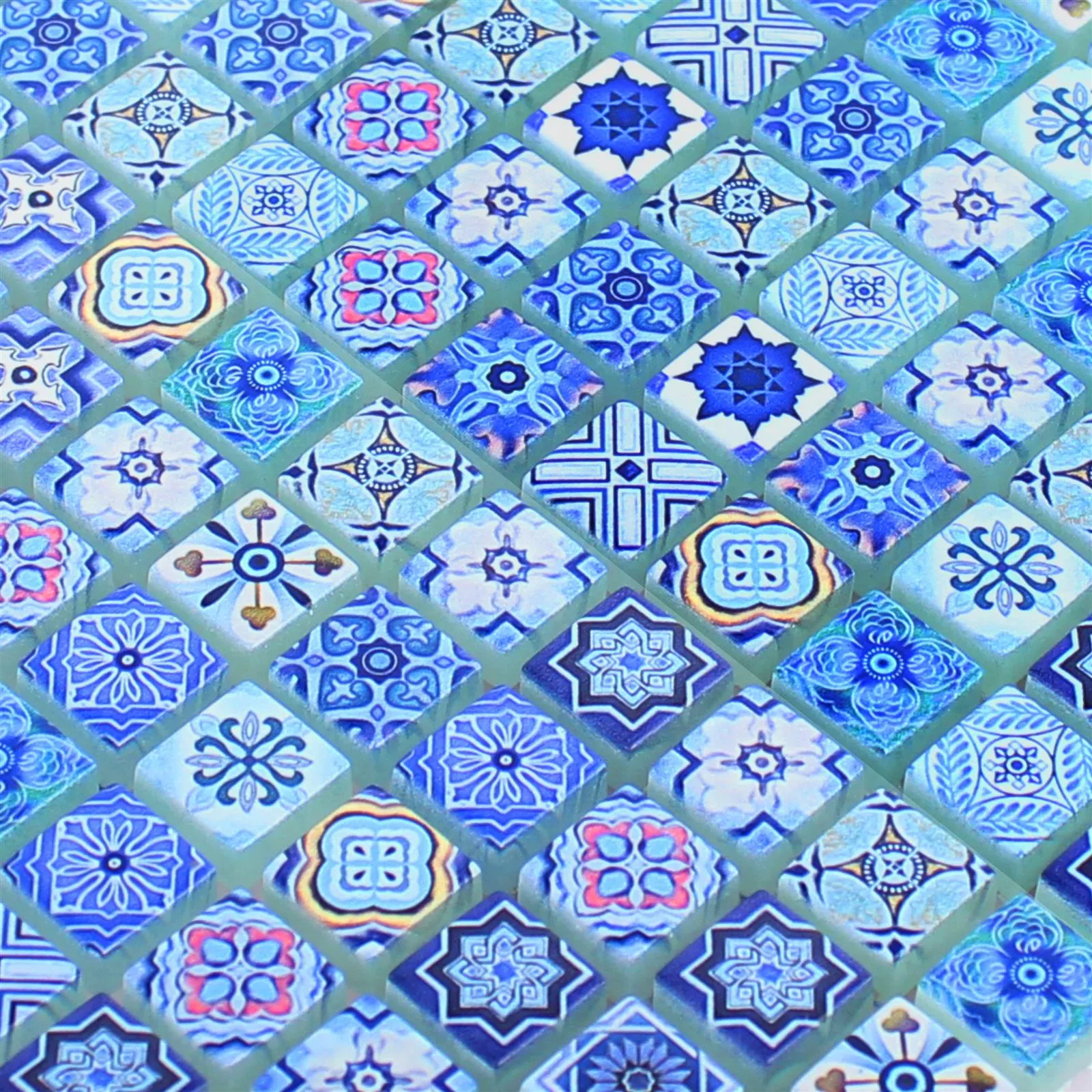Glass Mosaic Tiles Marrakech Blue