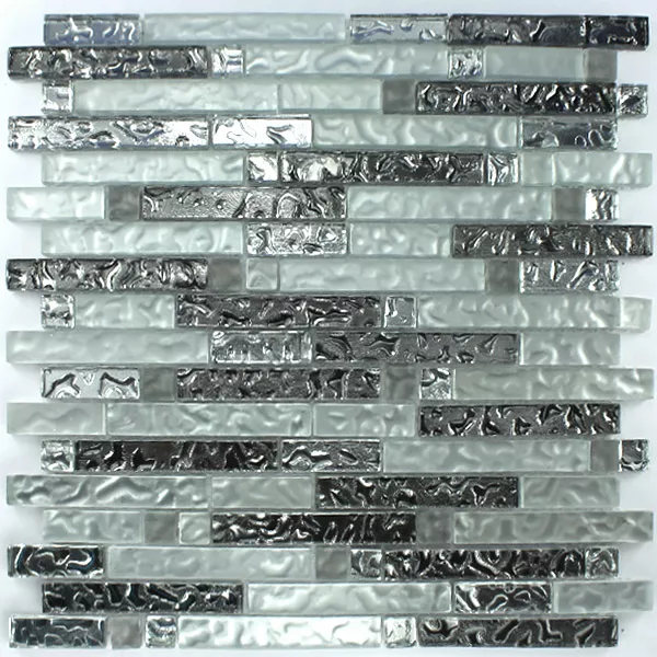 Sample Mosaic Tiles Glass Silver Metal