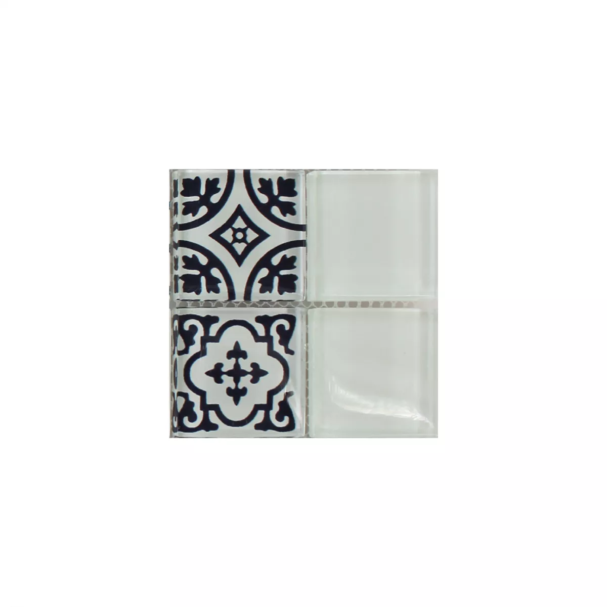 Sample Mosaic Tiles Glass Barock Ornament White