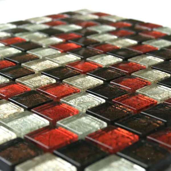 Sample Mosaic Tiles Glass  Red Brown Silver Metal