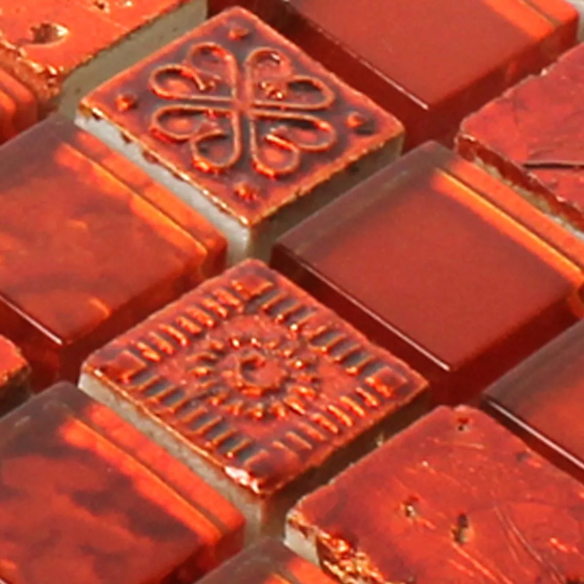 Sample Mosaic Tiles Georgia Glass Natural Stone Mix Red
