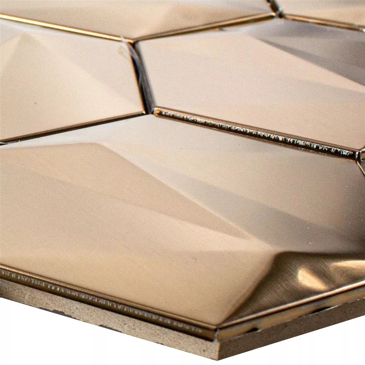 Stainless Steel Mosaic Tiles Durango Hexagon 3D Copper Stainless Steel Mosaic Tiles Durango Hexagon 3D Copper